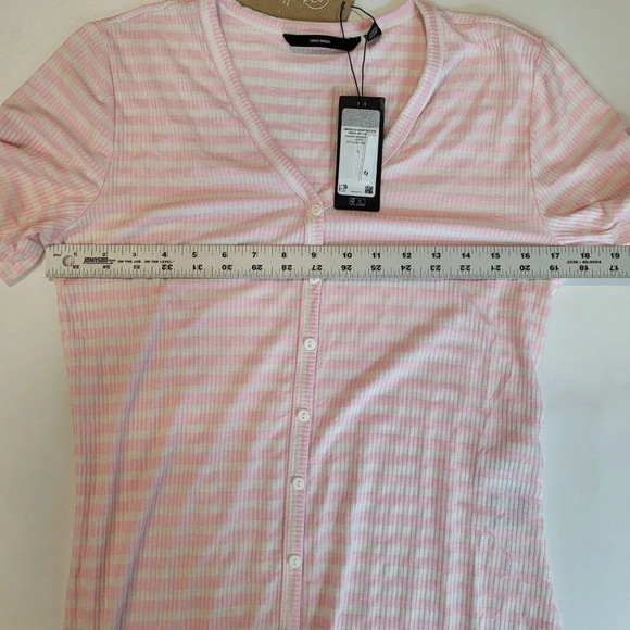 VERO MODA Aria Short Button Dress In Roseatte Spoonbill Stripes Size L NWT - Picture 8 of 9